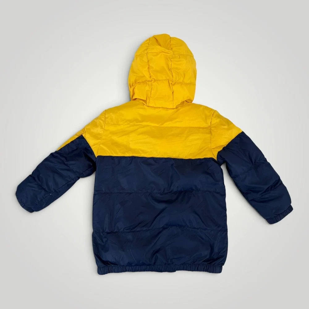 Polo Ralph Lauren Kids Navy Yellow Colorblock Down Puffer Jacket Size 5
